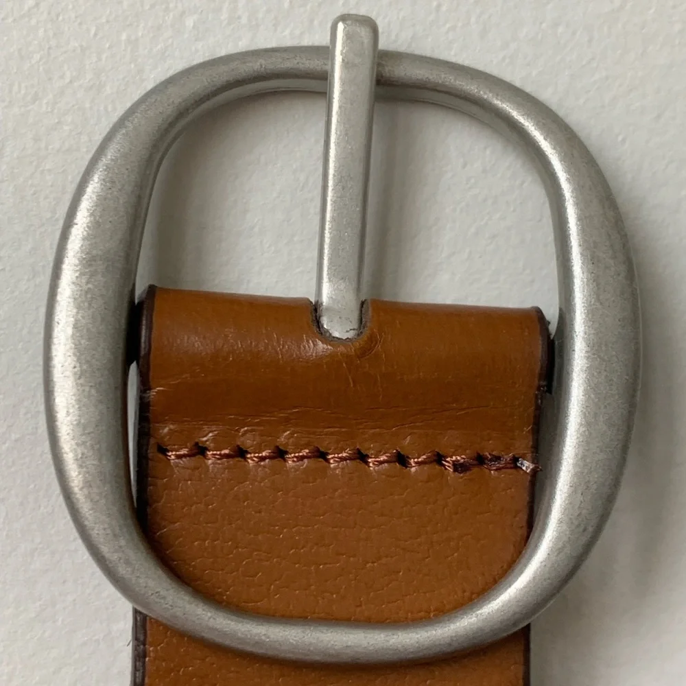 Women’s Tan Buffalo Leather Silver Buckle Belt